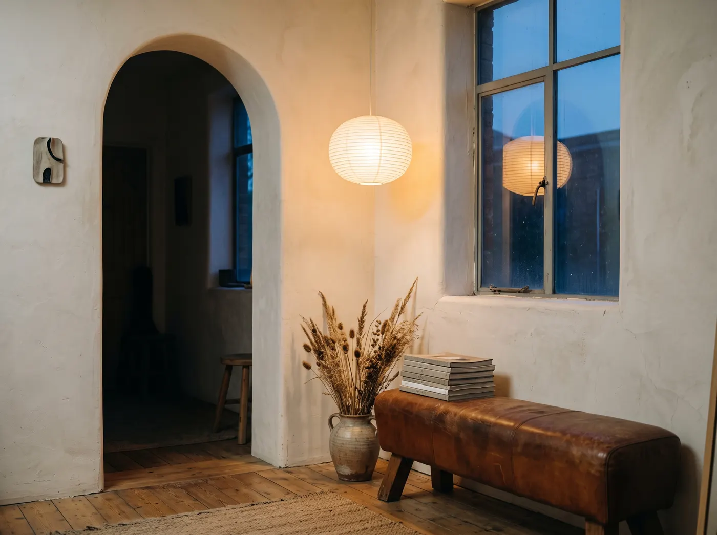 Inside the studio, looking toward the street window
