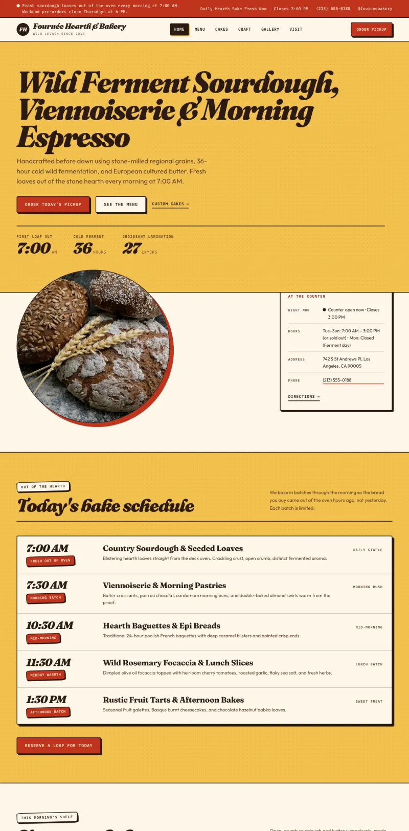 Artisan Bakery & Café starter site, home page