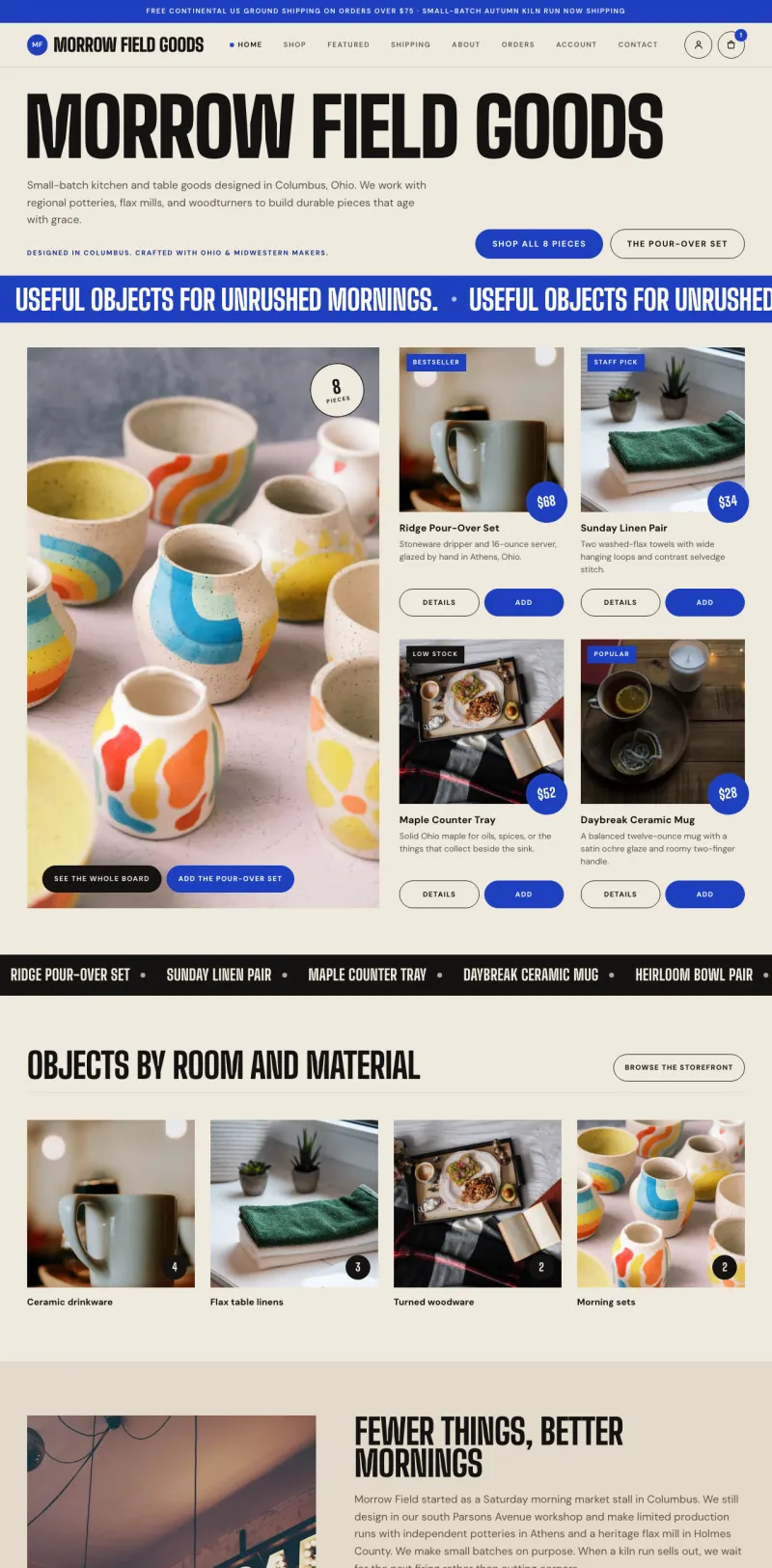 Online Store starter site, home page