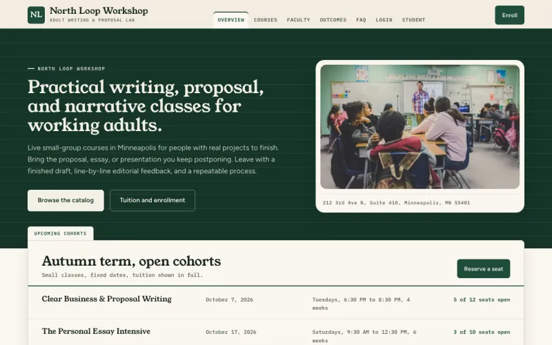 Courses & Tutoring in the Chalkboard Pine style