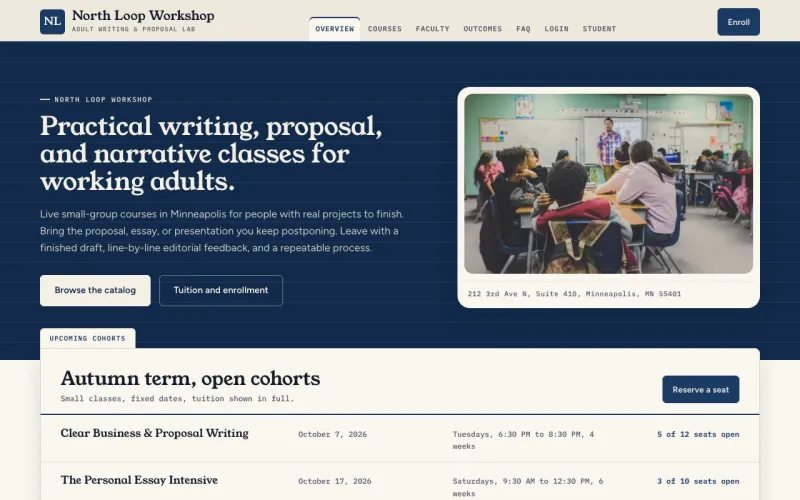 Courses & Tutoring in the Oxford Ledger style