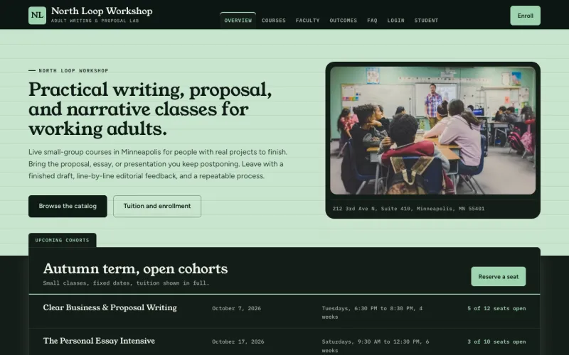 Courses & Tutoring in the Chalk on Slate style