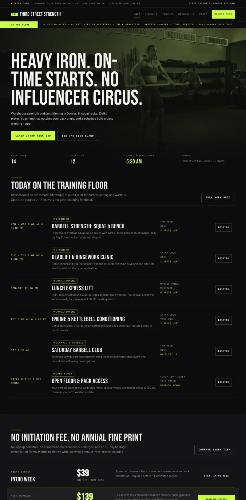 Gym & Trainer starter site, home page