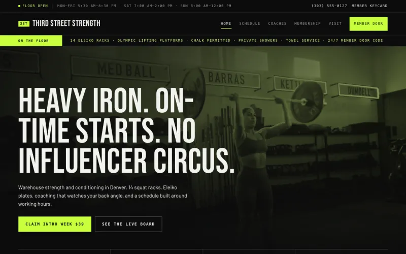 Gym & Trainer starter site, home page