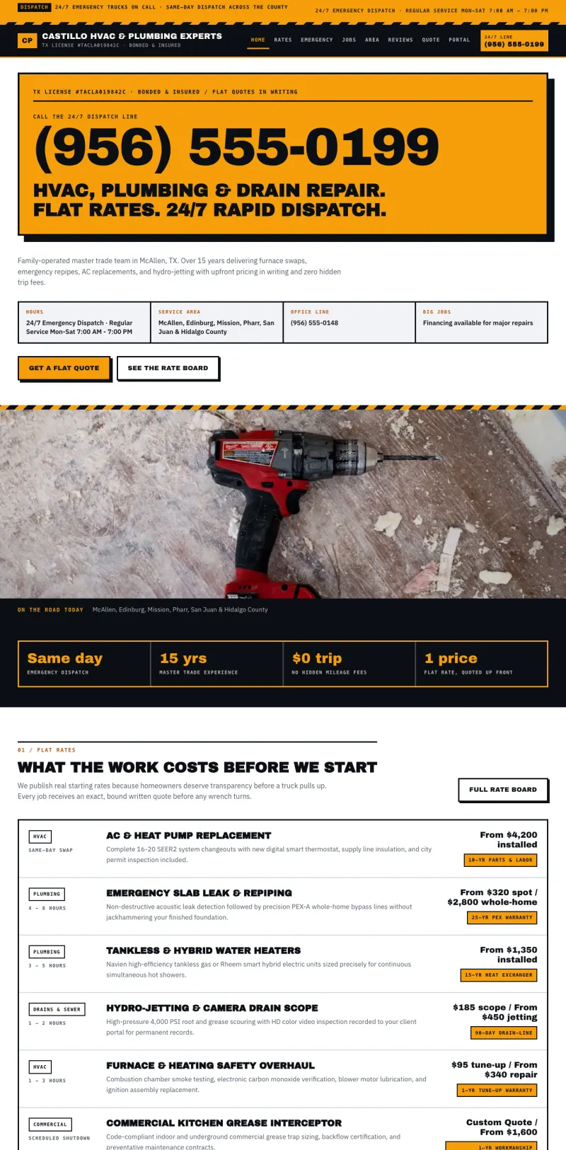 HVAC & Plumbing starter site, home page