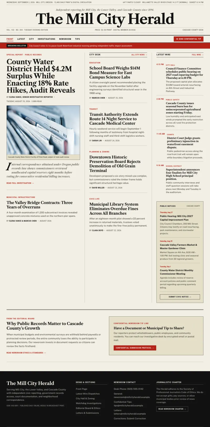News & Press starter site, home page