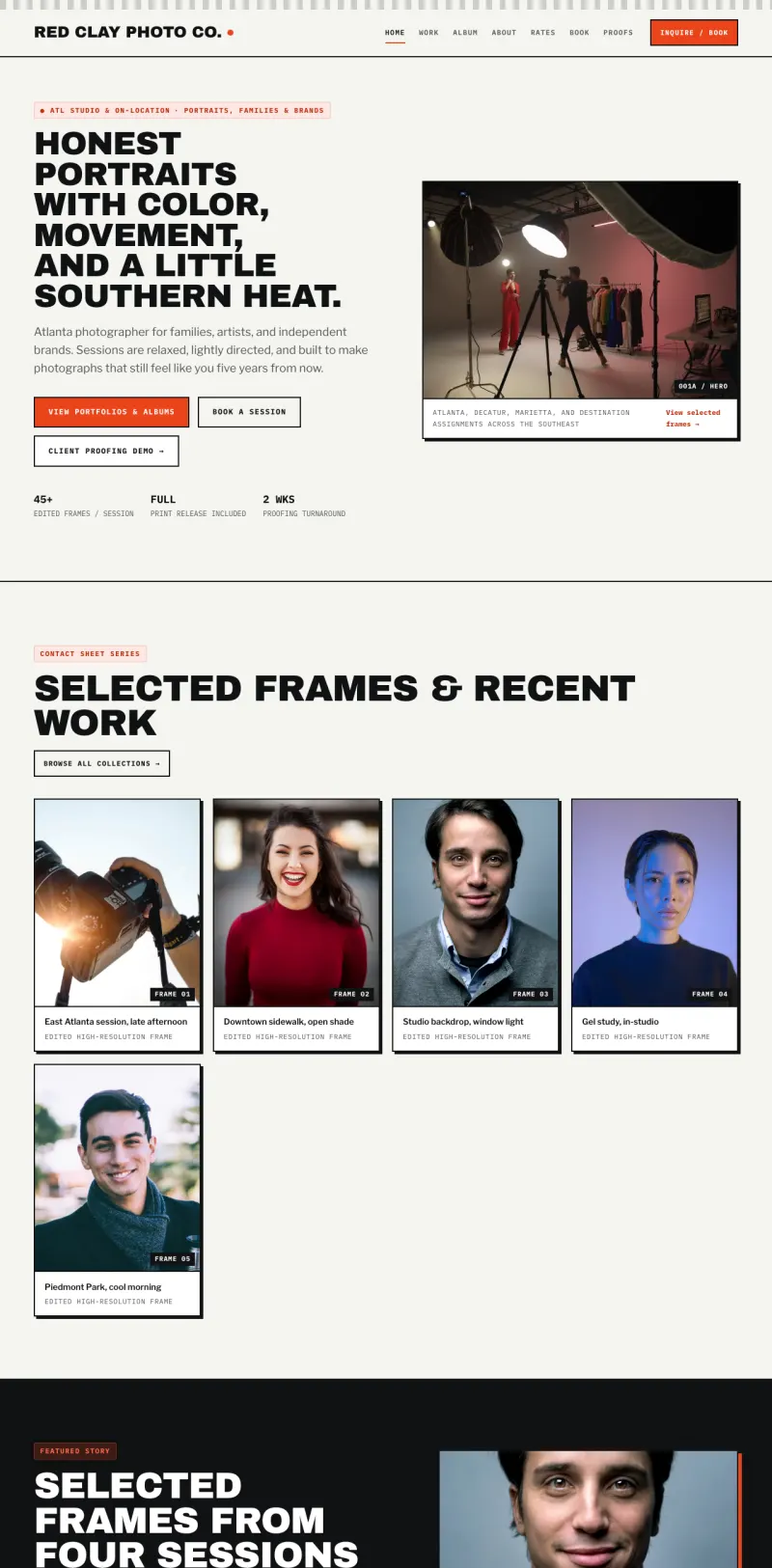 Photography starter site, home page