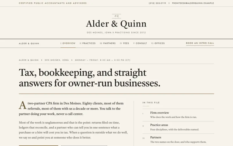 Professional Services in the Brass on parchment style
