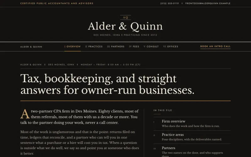 Professional Services in the Nightbound style
