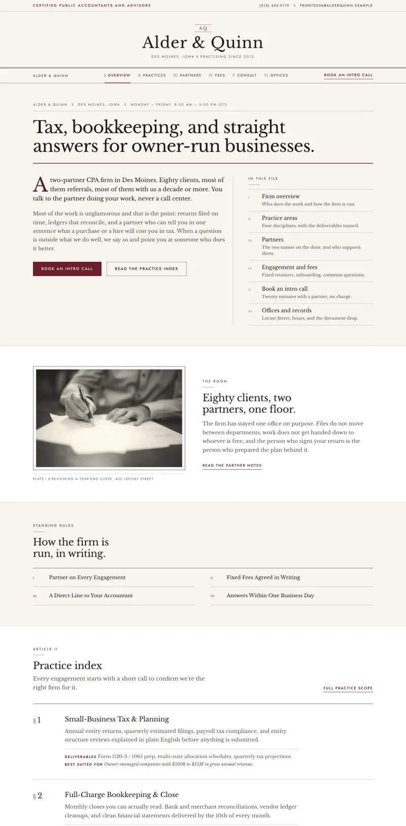 Professional Services starter site, home page