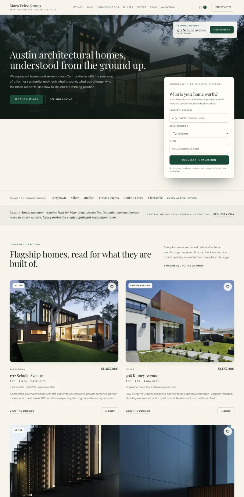 Real Estate starter site, home page