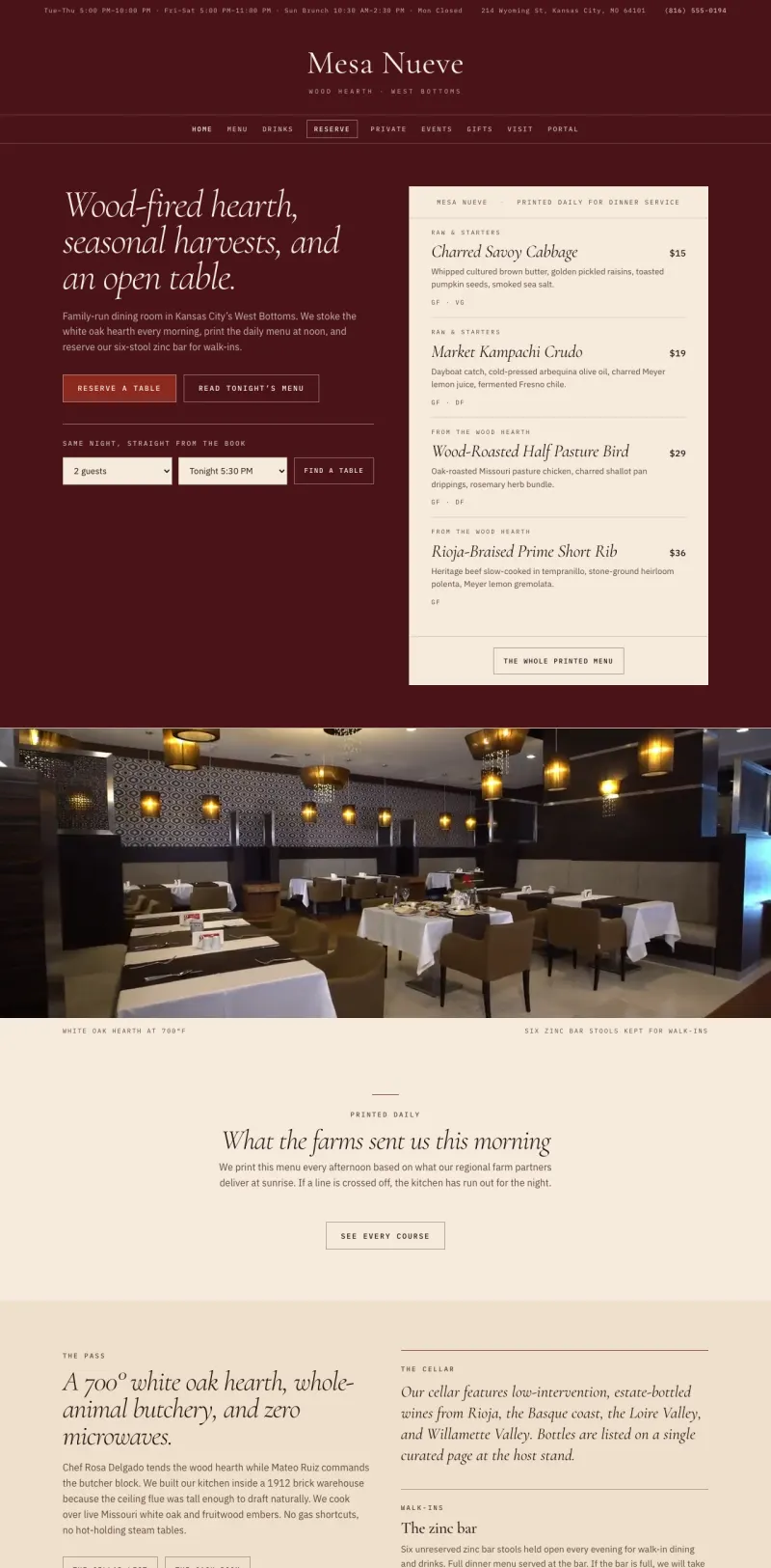 Restaurant & Café starter site, home page