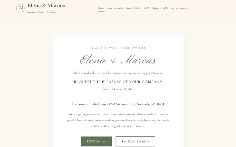 Wedding & Events in the Garden Sage & Cream style