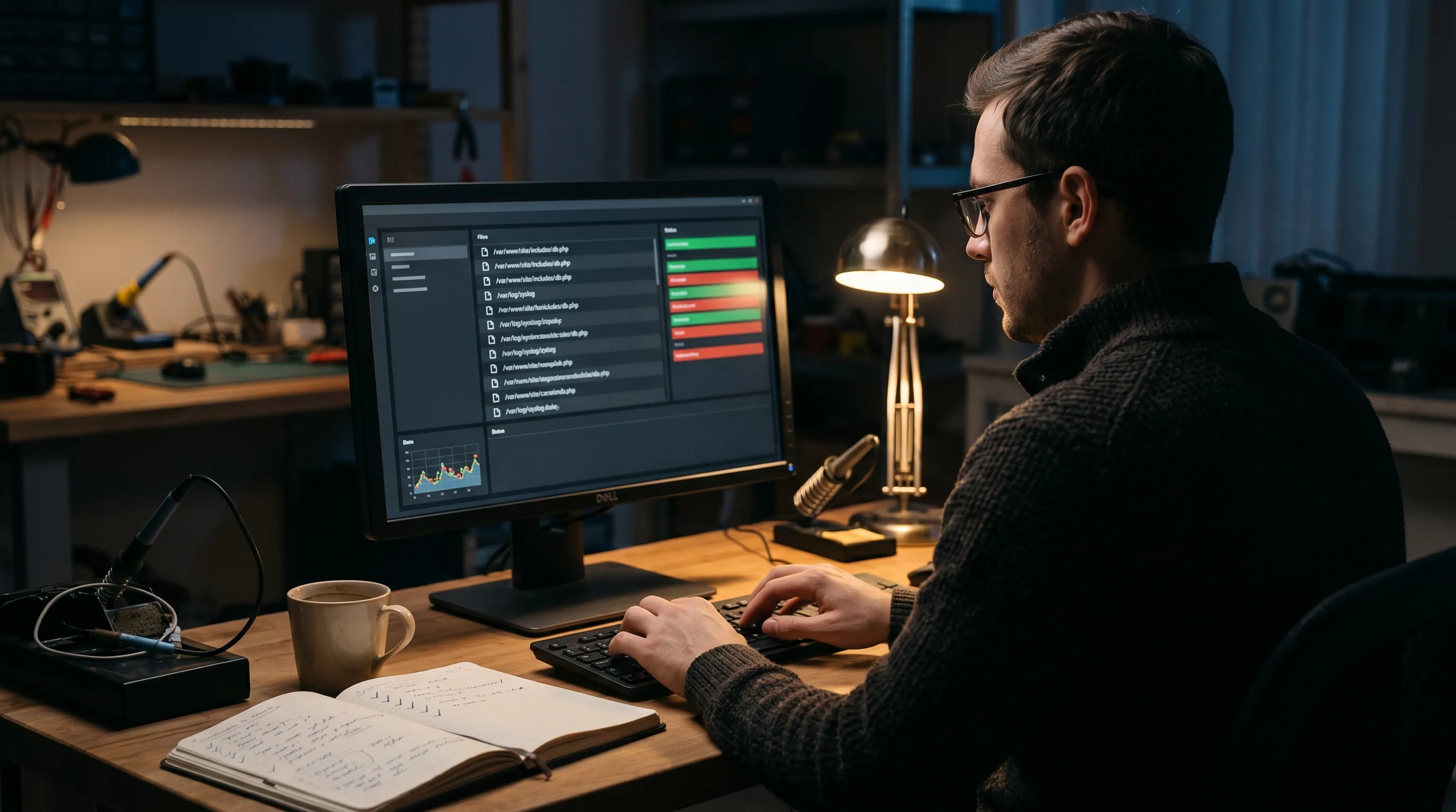 WordPress dashboard with site health and security indicators